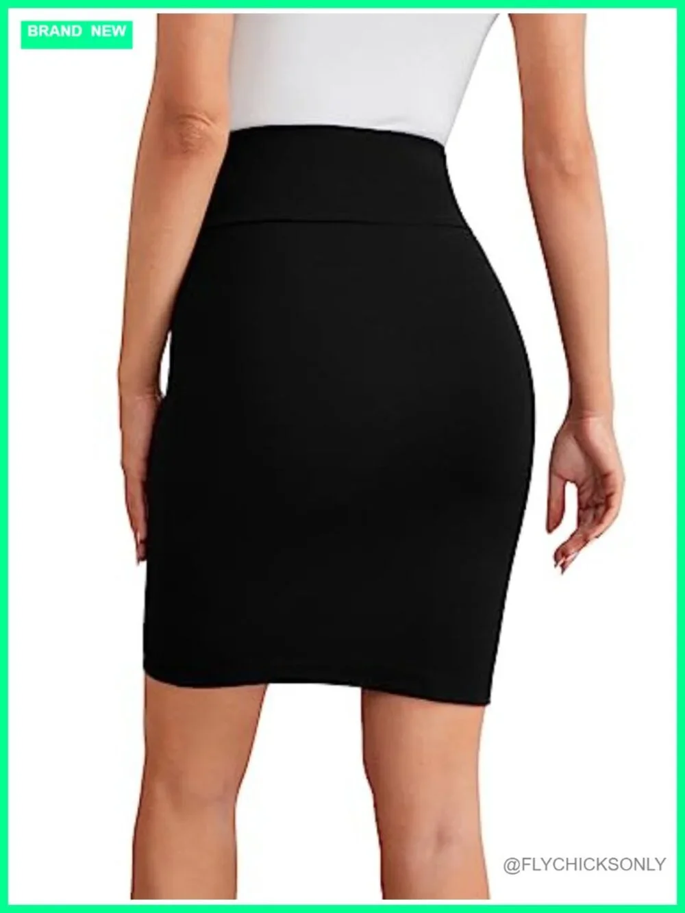 Mini Pencil Skirt - Silky Bodycon - Above Knee - Pull On